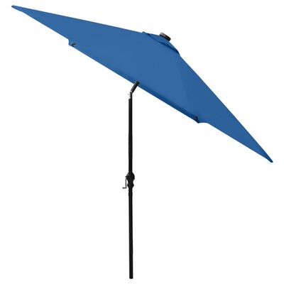 vidaXL Parasol with LEDs and Steel Pole Azure Blue 6.6'x9.8'