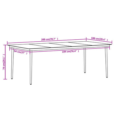 vidaXL 7 Piece Patio Dining Set with Cushions Poly Rattan and Glass