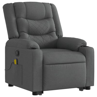 vidaXL Stand up Massage Recliner Chair Dark Gray Fabric