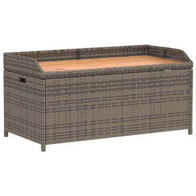 vidaXL Storage Bench Gray 39.4"x19.7"x20.5" Poly Rattan and Acacia Wood