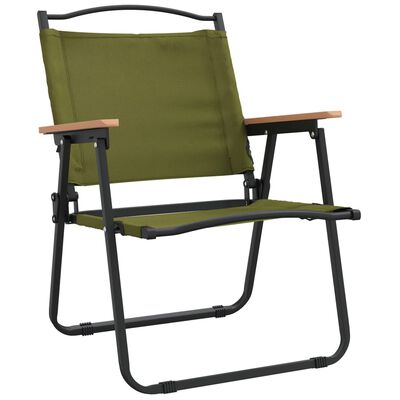 vidaXL Camping Chairs 2 pcs Green 21.3"x21.7"x30.7" Oxford Fabric