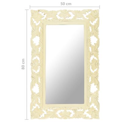 vidaXL Hand Carved Mirror White 31.5"x19.7" Solid Mango Wood