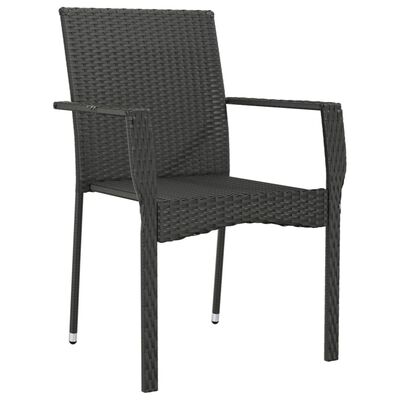 vidaXL Patio Chairs with Cushions 4 pcs Poly Rattan Black