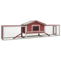 vidaXL Rabbit Hutch Red 122"x27.6"x34.3" Solid Pine & Fir Wood