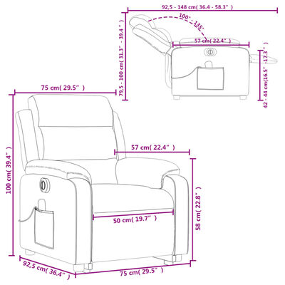 vidaXL Electric Stand up Massage Recliner Chair Dark Gray Velvet