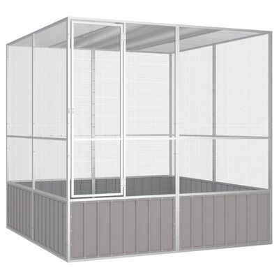 vidaXL Bird Cage Gray 84.1"x85.6"x83.3" Galvanized Steel