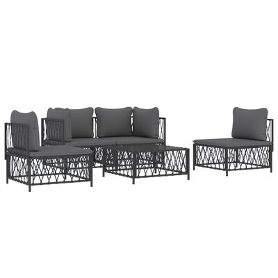 vidaXL 5 Piece Patio Lounge Set with Cushions Anthracite Steel