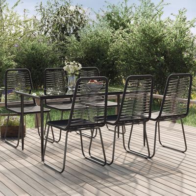 vidaXL 7 Piece Patio Dining Set Black