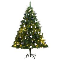 vidaXL Artificial Hinged Christmas Tree 150 LEDs & Ball Set 59.1"