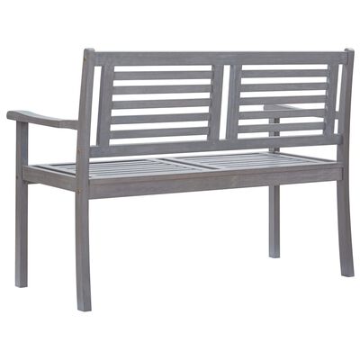 vidaXL 2-Seater Patio Bench with Cushion 47.2" Gray Eucalyptus Wood