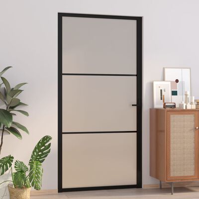 vidaXL Interior Door 40.4"x79.3" Black Matt Glass and Aluminum