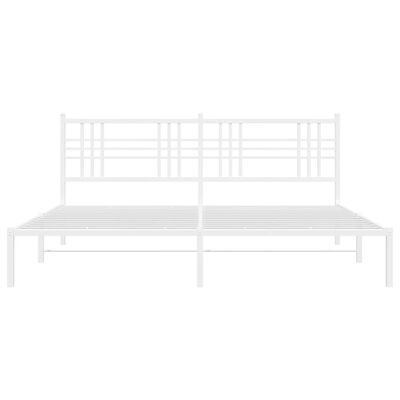 vidaXL Metal Bed Frame without Mattress with Headboard White 76"x79.9"