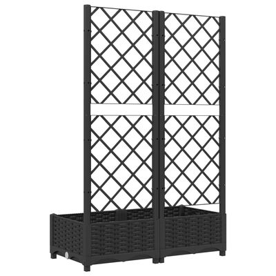 vidaXL Garden Planter with Trellis Black 31.5"x15.7"x47.8" PP