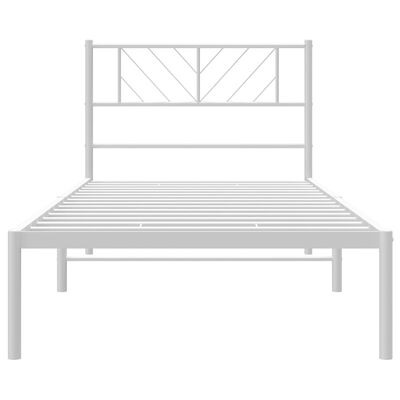 vidaXL Metal Bed Frame without Mattress with Headboard White 39.4"x78.7"