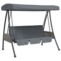 vidaXL Patio Swing Bench with Adjustable Canopy Dark Gray Steel