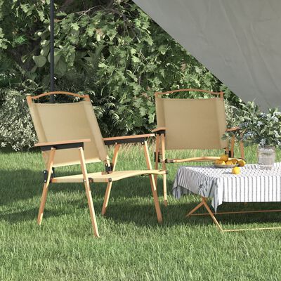 vidaXL Camping Chairs 2 pcs Beige 21.3"x21.7"x30.7" Oxford Fabric