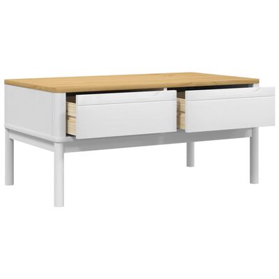 vidaXL Coffee Table FLORO White 39"x21.9"x17.7" Solid Pine Wood