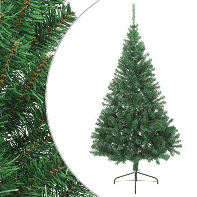 vidaXL Artificial Half Christmas Tree with Stand Green 6 ft PVC