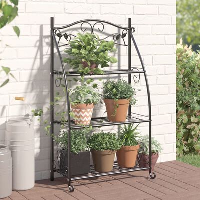 vidaXL Flower Rack Black 22"x11.8"x37.8" Steel