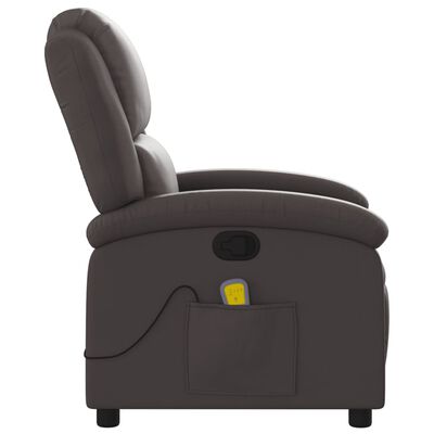 vidaXL Massage Recliner Chair Dark Brown Real Leather