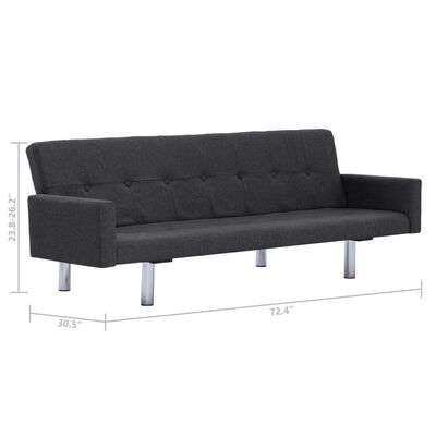 vidaXL Sofa Bed with Armrest Dark Gray Fabric