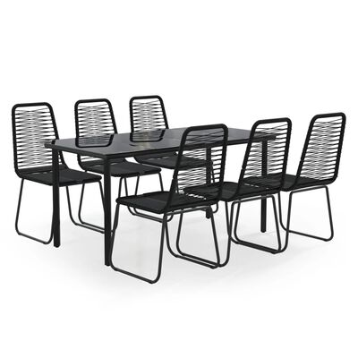 vidaXL 7 Piece Patio Dining Set Black