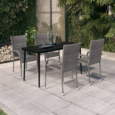 vidaXL 5 Piece Patio Dining Set Gray and Black