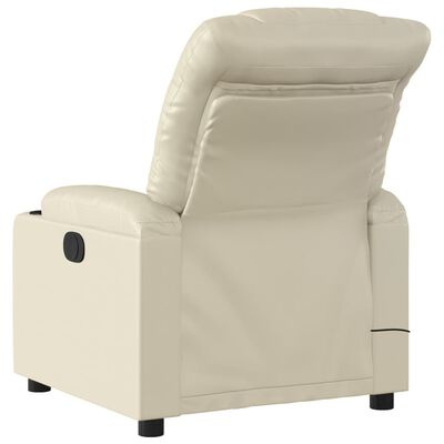 vidaXL Massage Recliner Chair Cream Faux Leather