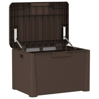 vidaXL Patio Storage Box with Seat Cushion Brown 33 gal PP