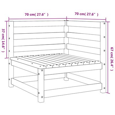 vidaXL Patio Sofas Corner 2 pcs 27.6"x27.6"x26.4" Solid Wood Pine