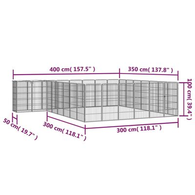 vidaXL 30-Panel Dog Playpen Black 19.7"x39.4" Powder-coated Steel