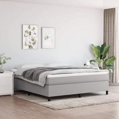 vidaXL Box Spring Bed with Mattress Light Gray 72"x83.9" California King Fabric