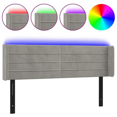 vidaXL LED Headboard Light Gray 57.9"x6.3"x30.7"/34.6" Velvet