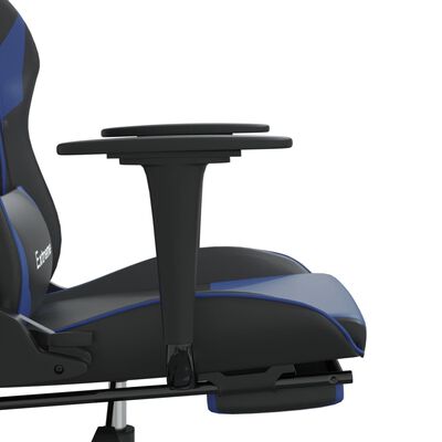 vidaXL Gaming Chair with Footrest Black and Blue Faux Leather