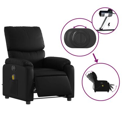 vidaXL Electric Massage Recliner Chair Black Faux Leather