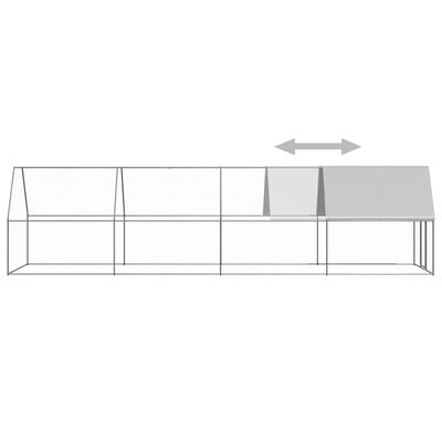 vidaXL Outdoor Chicken Cage 6.6'x26.2'x6.6' Galvanized Steel