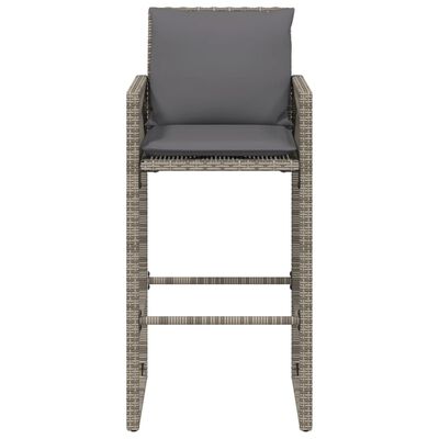 vidaXL Patio Bar Stools with Cushions 2 pcs Gray Poly Rattan