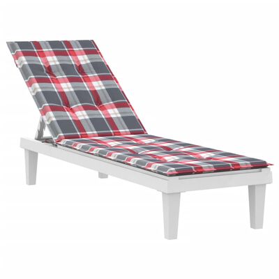 vidaXL Deck Chair Cushion Red Check Pattern (29.5"+41.3")x19.7"x1.6"