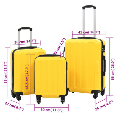 vidaXL Hardcase Trolley Set 3 pcs Yellow ABS