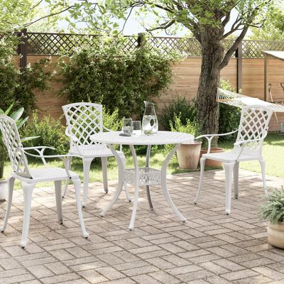 vidaXL Patio Table White Ø35.4"x29.5" Cast Aluminum