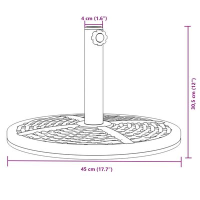 vidaXL Parasol Base for Ø1.5"/1.9" Poles 26.5 lb Round