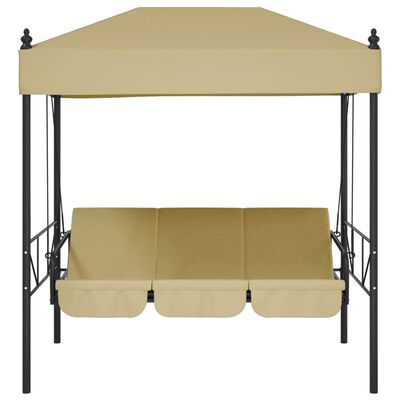 vidaXL Patio Swing Bench with Canopy Sand Steel