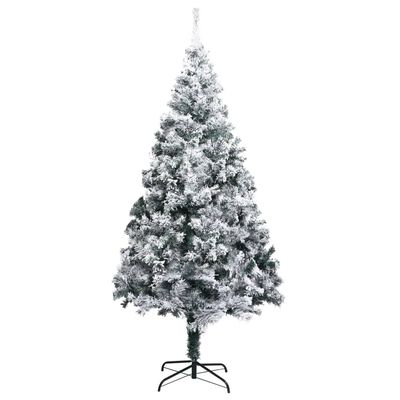 vidaXL Artificial Christmas Tree with Flocked Snow Green 7 ft PVC