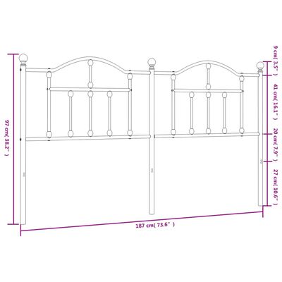 vidaXL Metal Headboard White 70.9"