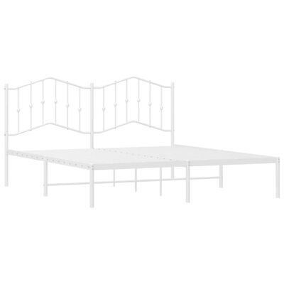 vidaXL Metal Bed Frame without Mattress with Headboard White 72"x83.9"