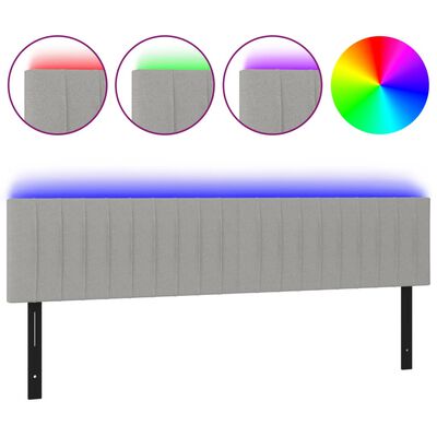 vidaXL LED Headboard Light Gray 70.9"x2"x30.7"/34.6" Fabric