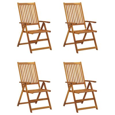 vidaXL Patio Reclining Chairs 4 pcs with Cushions Solid Acacia Wood