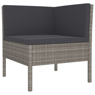 vidaXL 5 Piece Patio Lounge Set with Cushions Poly Rattan Gray