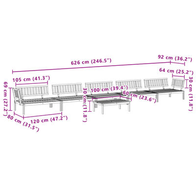 vidaXL 6 Piece Patio Pallet Sofa Set Solid Wood Acacia