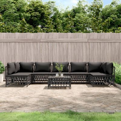 vidaXL 8 Piece Patio Lounge Set with Cushions Anthracite Steel